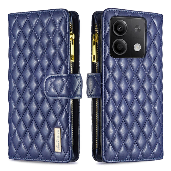 Caja del teléfono del tirón del cuero de la cartera de la cremallera del enrejado del diamante, For Xiaomi Redmi Note 13, For Xiaomi Redmi Note 13 Pro+ 5G, For Xiaomi Redmi Note 13 Pro 5G