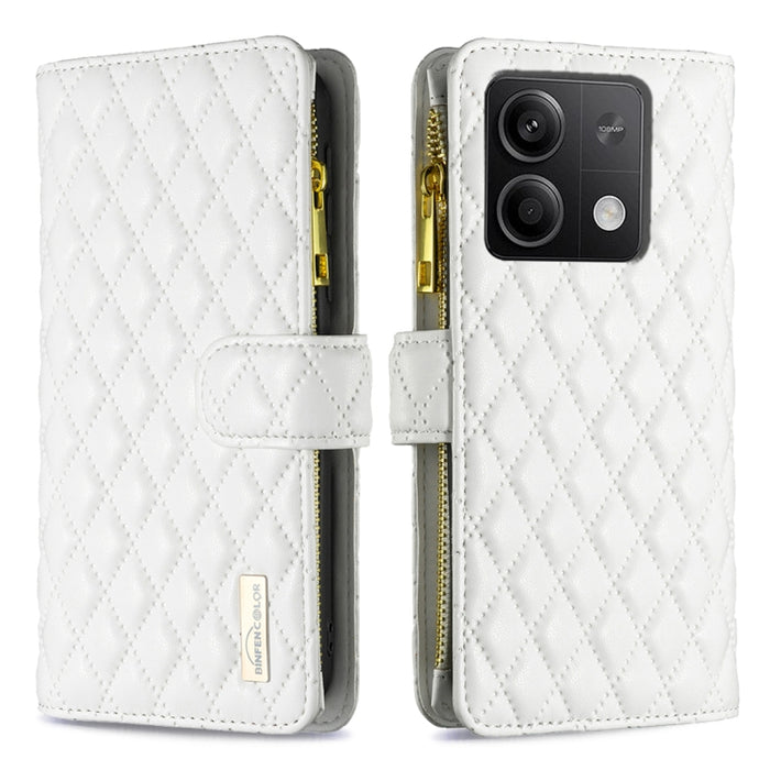 Caja del teléfono del tirón del cuero de la cartera de la cremallera del enrejado del diamante, For Xiaomi Redmi Note 13, For Xiaomi Redmi Note 13 Pro+ 5G, For Xiaomi Redmi Note 13 Pro 5G