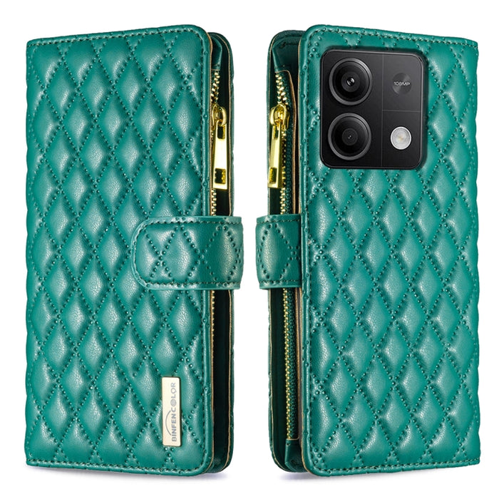 Caja del teléfono del tirón del cuero de la cartera de la cremallera del enrejado del diamante, For Xiaomi Redmi Note 13, For Xiaomi Redmi Note 13 Pro+ 5G, For Xiaomi Redmi Note 13 Pro 5G
