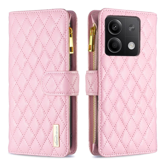 Caja del teléfono del tirón del cuero de la cartera de la cremallera del enrejado del diamante, For Xiaomi Redmi Note 13, For Xiaomi Redmi Note 13 Pro+ 5G, For Xiaomi Redmi Note 13 Pro 5G