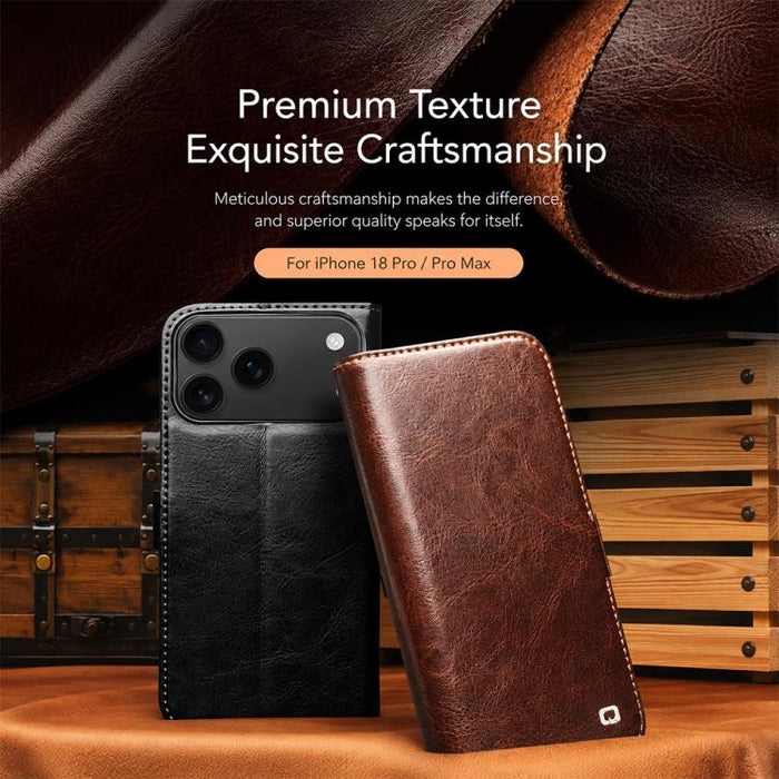 Funda para teléfono QIALINO Classic 103 con hebilla de cuero genuino, For iPhone 17 Pro Max, For iPhone 17 Pro, For iPhone 17, For iPhone Air, For iPhone 15 Pro Max, For iPhone 15 Pro, For iPhone 15 Plus, For iPhone 15
