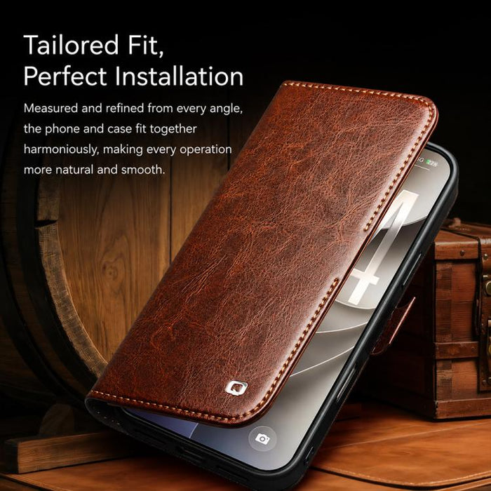 Funda para teléfono QIALINO Classic 103 con hebilla de cuero genuino, For iPhone 17 Pro Max, For iPhone 17 Pro, For iPhone 17, For iPhone Air, For iPhone 15 Pro Max, For iPhone 15 Pro, For iPhone 15 Plus, For iPhone 15
