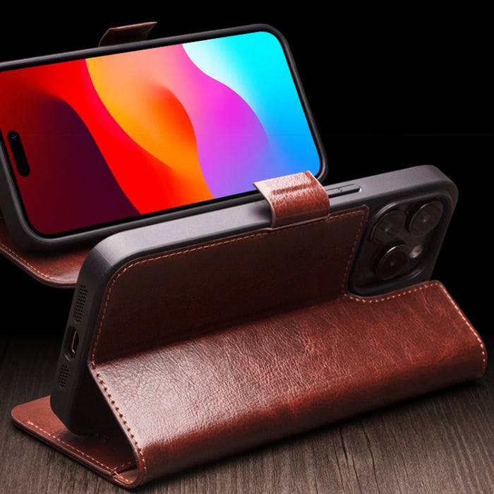 Funda para teléfono QIALINO Classic 103 con hebilla de cuero genuino, For iPhone 17 Pro Max, For iPhone 17 Pro, For iPhone 17, For iPhone Air, For iPhone 15 Pro Max, For iPhone 15 Pro, For iPhone 15 Plus, For iPhone 15