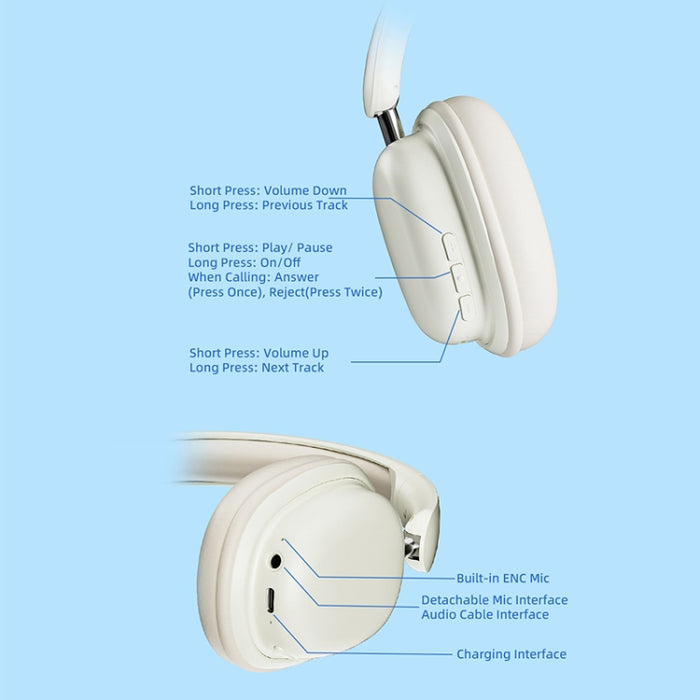 Auriculares inalámbricos plegables del juego de la reducción de ruido ENC del audio del teléfono T1 con el micrófono, T1