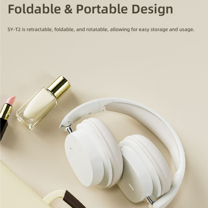 Auriculares inalámbricos plegables para juegos con reducción de ruido ENC estéreo de alta definición T2 con micrófono, T2