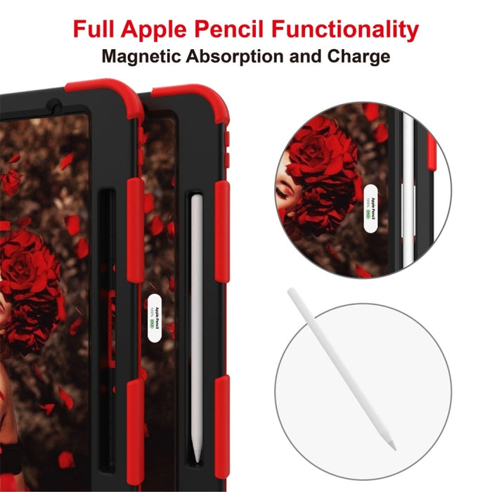 Para iPad Pro 12.9 (2018) / (2020) Funda protectora de silicona bicolor a prueba de golpes con soporte