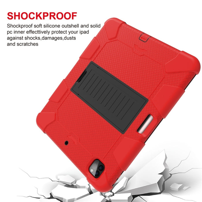 Para iPad Pro 12.9 (2018) / (2020) Funda protectora de silicona bicolor a prueba de golpes con soporte
