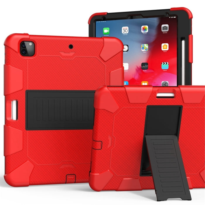 Para iPad Pro 12.9 (2018) / (2020) Funda protectora de silicona bicolor a prueba de golpes con soporte