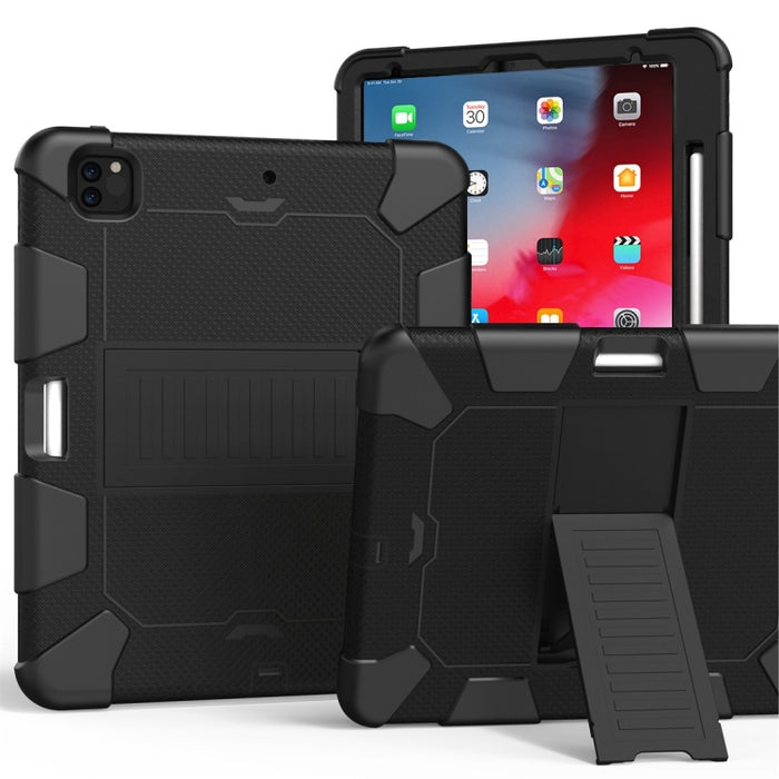 Para iPad Pro 12.9 (2018) / (2020) Funda protectora de silicona bicolor a prueba de golpes con soporte