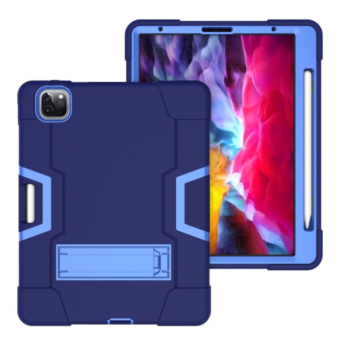 Para iPad Pro 12.9 (2018) / (2020) Funda protectora de silicona de color de contraste + PC con soporte