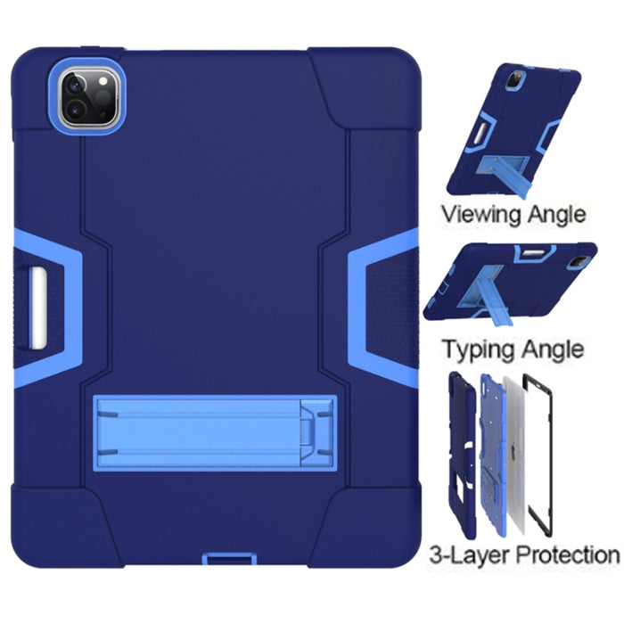 Para iPad Pro 12.9 (2018) / (2020) Funda protectora de silicona de color de contraste + PC con soporte