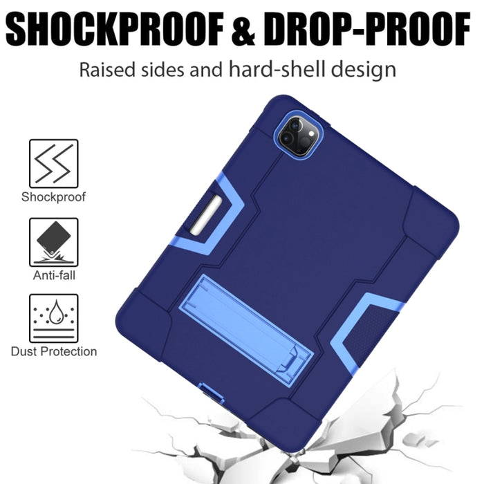 Para iPad Pro 12.9 (2018) / (2020) Funda protectora de silicona de color de contraste + PC con soporte