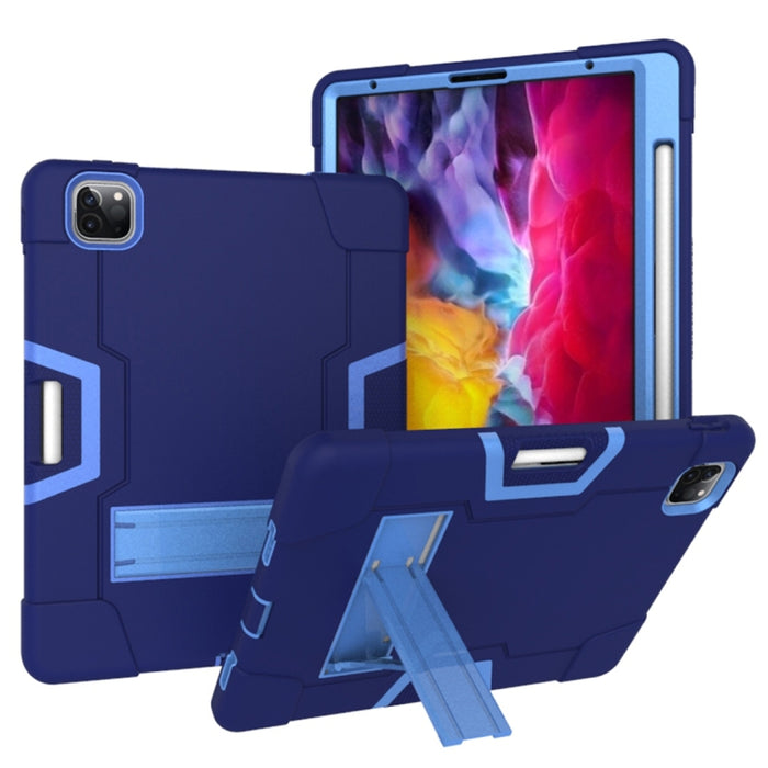 Para iPad Pro 12.9 (2018) / (2020) Funda protectora de silicona de color de contraste + PC con soporte