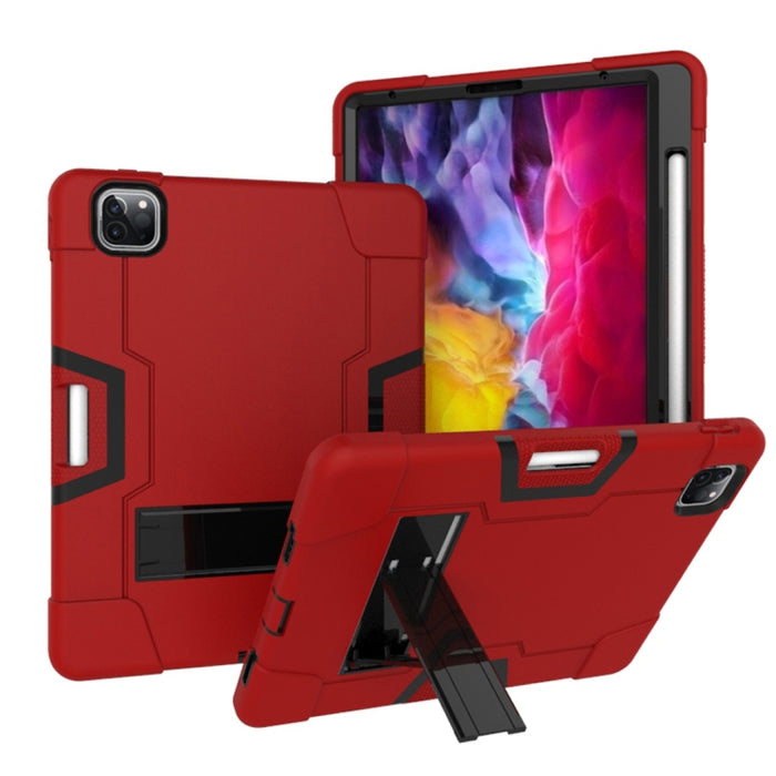 Para iPad Pro 12.9 (2018) / (2020) Funda protectora de silicona de color de contraste + PC con soporte