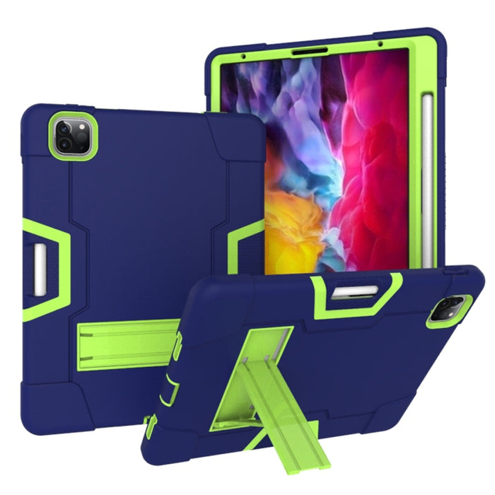 Para iPad Pro 12.9 (2018) / (2020) Funda protectora de silicona de color de contraste + PC con soporte