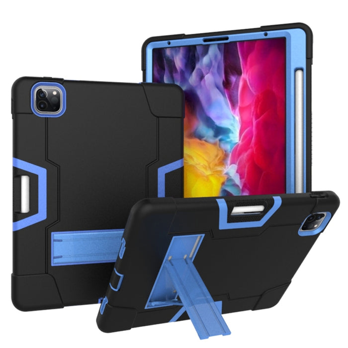 Para iPad Pro 12.9 (2018) / (2020) Funda protectora de silicona de color de contraste + PC con soporte