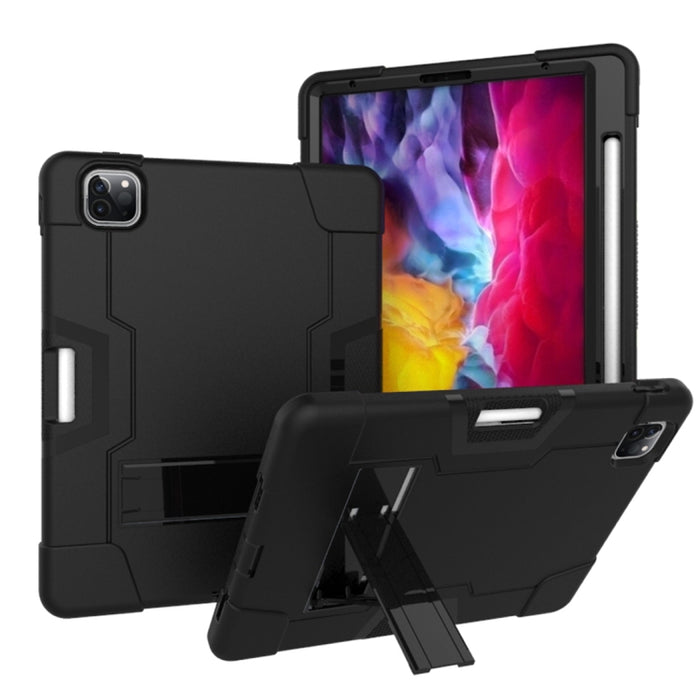 Para iPad Pro 12.9 (2018) / (2020) Funda protectora de silicona de color de contraste + PC con soporte