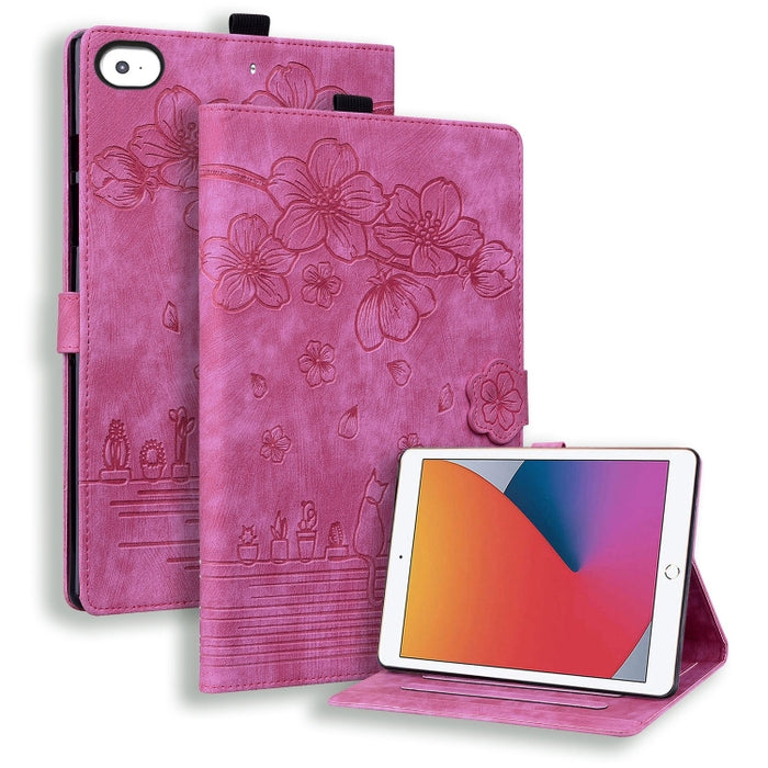 Funda para tableta de cuero inteligente con relieve de gato Sakura de dibujos animados, For iPad Pro 13 2025 / 2024, For iPad Pro 11 2025 / 2024, For iPad mini 6 / mini 2024, For iPad Pro 12.9 2022 / 2021, For iPad Pro 11 2022 / Air 10.9 2022          ...