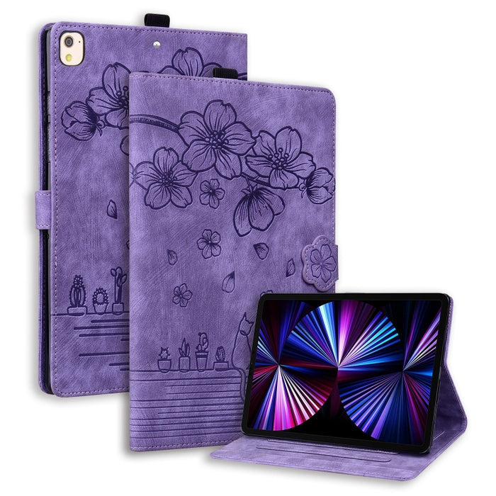 Funda para tableta de cuero inteligente con relieve de gato Sakura de dibujos animados, For iPad Pro 13 2025 / 2024, For iPad Pro 11 2025 / 2024, For iPad mini 6 / mini 2024, For iPad Pro 12.9 2022 / 2021, For iPad Pro 11 2022 / Air 10.9 2022          ...