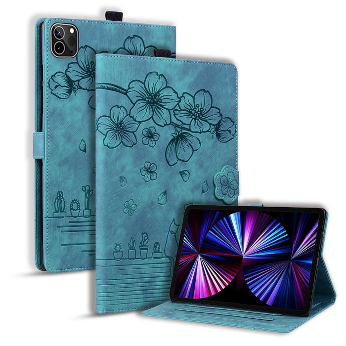 Funda para tableta de cuero inteligente con relieve de gato Sakura de dibujos animados, For iPad Pro 13 2025 / 2024, For iPad Pro 11 2025 / 2024, For iPad mini 6 / mini 2024, For iPad Pro 12.9 2022 / 2021, For iPad Pro 11 2022 / Air 10.9 2022          ...