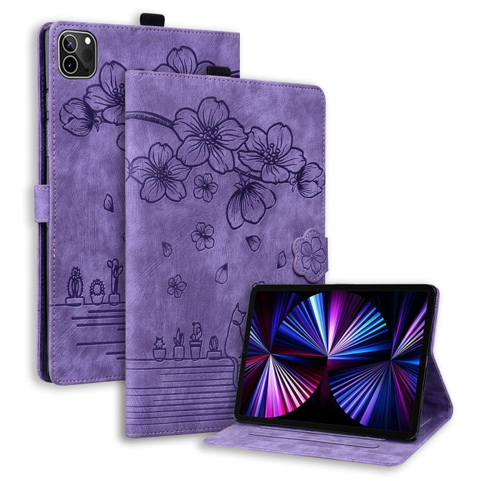 Funda para tableta de cuero inteligente con relieve de gato Sakura de dibujos animados, For iPad Pro 13 2025 / 2024, For iPad Pro 11 2025 / 2024, For iPad mini 6 / mini 2024, For iPad Pro 12.9 2022 / 2021, For iPad Pro 11 2022 / Air 10.9 2022          ...