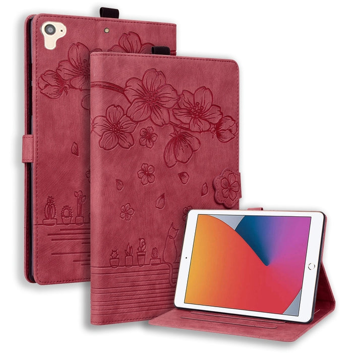Funda para tableta de cuero inteligente con relieve de gato Sakura de dibujos animados, For iPad Pro 13 2025 / 2024, For iPad Pro 11 2025 / 2024, For iPad mini 6 / mini 2024, For iPad Pro 12.9 2022 / 2021, For iPad Pro 11 2022 / Air 10.9 2022          ...