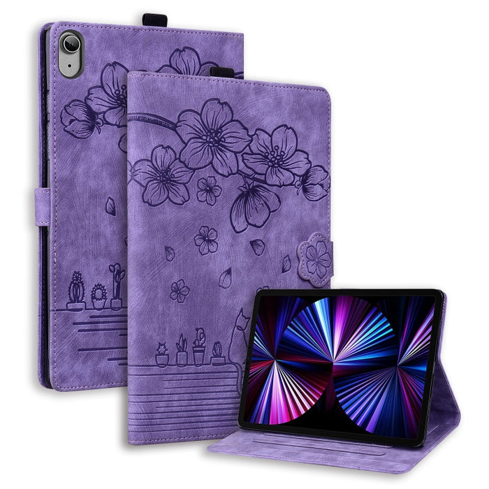 Funda para tableta de cuero inteligente con relieve de gato Sakura de dibujos animados, For iPad Pro 13 2025 / 2024, For iPad Pro 11 2025 / 2024, For iPad mini 6 / mini 2024, For iPad Pro 12.9 2022 / 2021, For iPad Pro 11 2022 / Air 10.9 2022          ...