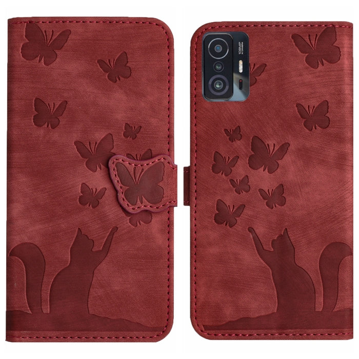 Funda para teléfono con tapa de cuero con estampado de gato y mariposa, For Xiaomi Redmi Note 13 Pro 4G, For Xiaomi Redmi Note 13 4G, For Xiaomi Redmi 13C / POCO C65, For Xiaomi 14 Pro, For Xiaomi 14, For Xiaomi Redmi Note 13 5G                        ...