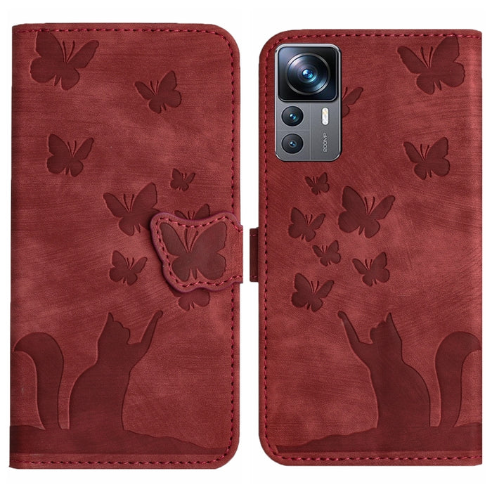Funda para teléfono con tapa de cuero con estampado de gato y mariposa, For Xiaomi Redmi Note 13 Pro 4G, For Xiaomi Redmi Note 13 4G, For Xiaomi Redmi 13C / POCO C65, For Xiaomi 14 Pro, For Xiaomi 14, For Xiaomi Redmi Note 13 5G                        ...