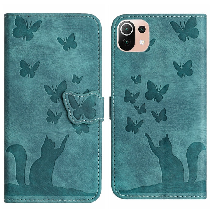 Funda para teléfono con tapa de cuero con estampado de gato y mariposa, For Xiaomi Mi 11 Lite, For Xiaomi Redmi Note 10 / 10S, For Xiaomi Redmi Note 10 Pro, For Xiaomi Poco M3/Redmi Note 9 4G, For Xiaomi Redmi 9A, For Xiaomi Redmi 9                    ...