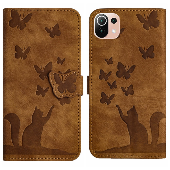 Funda para teléfono con tapa de cuero con estampado de gato y mariposa, For Xiaomi Mi 11 Lite, For Xiaomi Redmi Note 10 / 10S, For Xiaomi Redmi Note 10 Pro, For Xiaomi Poco M3/Redmi Note 9 4G, For Xiaomi Redmi 9A, For Xiaomi Redmi 9                    ...