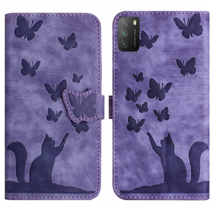 Funda para teléfono con tapa de cuero con estampado de gato y mariposa, For Xiaomi Mi 11 Lite, For Xiaomi Redmi Note 10 / 10S, For Xiaomi Redmi Note 10 Pro, For Xiaomi Poco M3/Redmi Note 9 4G, For Xiaomi Redmi 9A, For Xiaomi Redmi 9                    ...