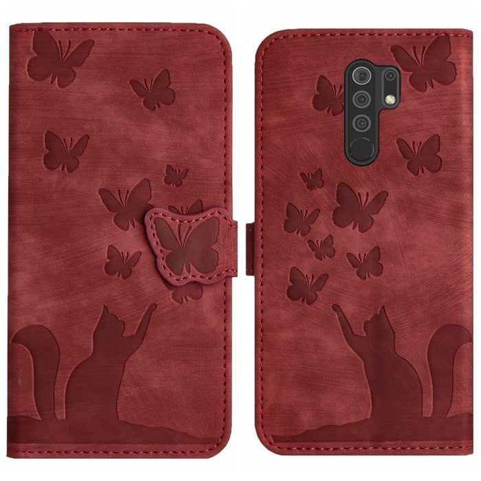 Funda para teléfono con tapa de cuero con estampado de gato y mariposa, For Xiaomi Mi 11 Lite, For Xiaomi Redmi Note 10 / 10S, For Xiaomi Redmi Note 10 Pro, For Xiaomi Poco M3/Redmi Note 9 4G, For Xiaomi Redmi 9A, For Xiaomi Redmi 9                    ...