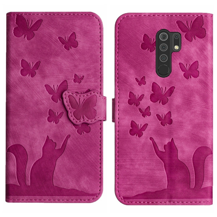 Funda para teléfono con tapa de cuero con estampado de gato y mariposa, For Xiaomi Mi 11 Lite, For Xiaomi Redmi Note 10 / 10S, For Xiaomi Redmi Note 10 Pro, For Xiaomi Poco M3/Redmi Note 9 4G, For Xiaomi Redmi 9A, For Xiaomi Redmi 9                    ...