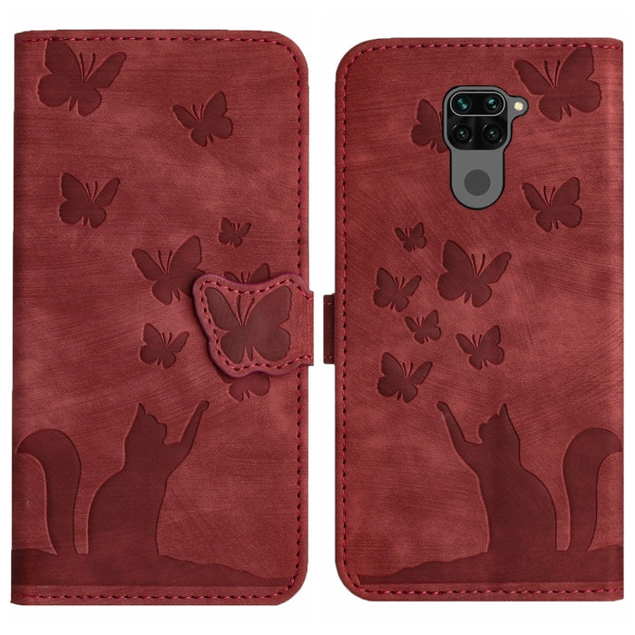 Funda para teléfono con tapa de cuero con estampado de gato y mariposa, For Xiaomi Mi 11 Lite, For Xiaomi Redmi Note 10 / 10S, For Xiaomi Redmi Note 10 Pro, For Xiaomi Poco M3/Redmi Note 9 4G, For Xiaomi Redmi 9A, For Xiaomi Redmi 9                    ...