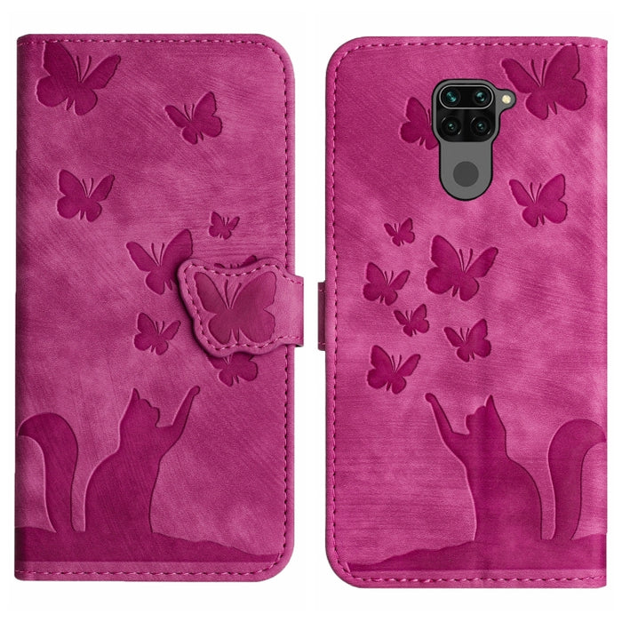 Funda para teléfono con tapa de cuero con estampado de gato y mariposa, For Xiaomi Mi 11 Lite, For Xiaomi Redmi Note 10 / 10S, For Xiaomi Redmi Note 10 Pro, For Xiaomi Poco M3/Redmi Note 9 4G, For Xiaomi Redmi 9A, For Xiaomi Redmi 9                    ...