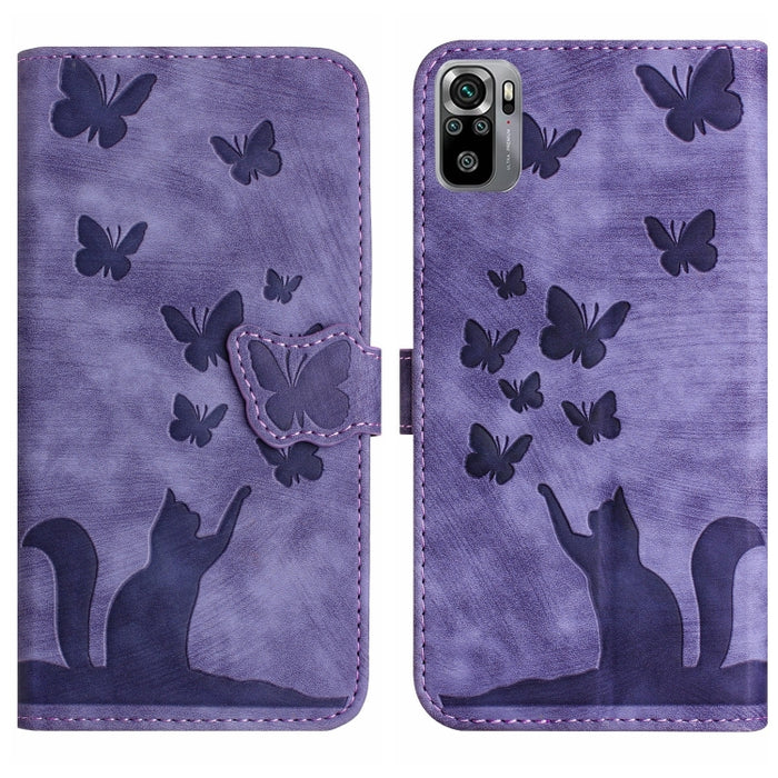 Funda para teléfono con tapa de cuero con estampado de gato y mariposa, For Xiaomi Mi 11 Lite, For Xiaomi Redmi Note 10 / 10S, For Xiaomi Redmi Note 10 Pro, For Xiaomi Poco M3/Redmi Note 9 4G, For Xiaomi Redmi 9A, For Xiaomi Redmi 9                    ...