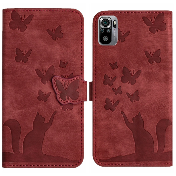 Funda para teléfono con tapa de cuero con estampado de gato y mariposa, For Xiaomi Mi 11 Lite, For Xiaomi Redmi Note 10 / 10S, For Xiaomi Redmi Note 10 Pro, For Xiaomi Poco M3/Redmi Note 9 4G, For Xiaomi Redmi 9A, For Xiaomi Redmi 9                    ...
