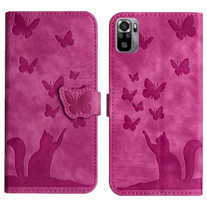 Funda para teléfono con tapa de cuero con estampado de gato y mariposa, For Xiaomi Mi 11 Lite, For Xiaomi Redmi Note 10 / 10S, For Xiaomi Redmi Note 10 Pro, For Xiaomi Poco M3/Redmi Note 9 4G, For Xiaomi Redmi 9A, For Xiaomi Redmi 9                    ...