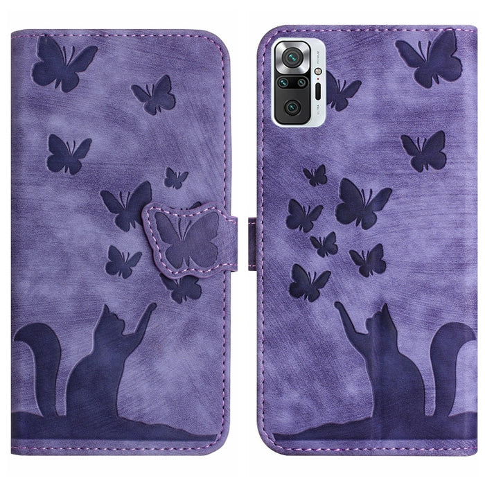Funda para teléfono con tapa de cuero con estampado de gato y mariposa, For Xiaomi Mi 11 Lite, For Xiaomi Redmi Note 10 / 10S, For Xiaomi Redmi Note 10 Pro, For Xiaomi Poco M3/Redmi Note 9 4G, For Xiaomi Redmi 9A, For Xiaomi Redmi 9                    ...