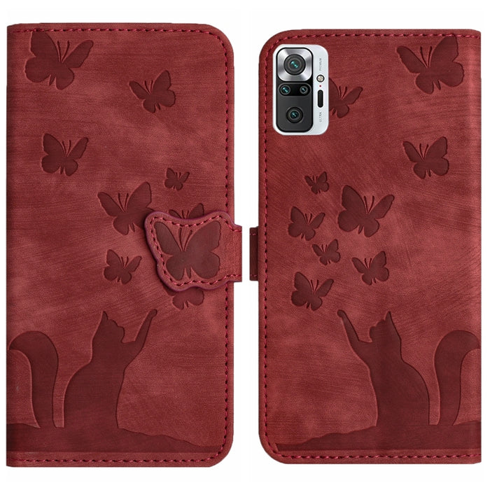 Funda para teléfono con tapa de cuero con estampado de gato y mariposa, For Xiaomi Mi 11 Lite, For Xiaomi Redmi Note 10 / 10S, For Xiaomi Redmi Note 10 Pro, For Xiaomi Poco M3/Redmi Note 9 4G, For Xiaomi Redmi 9A, For Xiaomi Redmi 9                    ...
