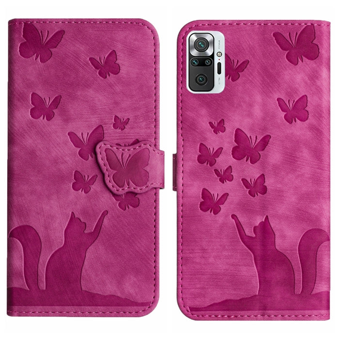 Funda para teléfono con tapa de cuero con estampado de gato y mariposa, For Xiaomi Mi 11 Lite, For Xiaomi Redmi Note 10 / 10S, For Xiaomi Redmi Note 10 Pro, For Xiaomi Poco M3/Redmi Note 9 4G, For Xiaomi Redmi 9A, For Xiaomi Redmi 9                    ...
