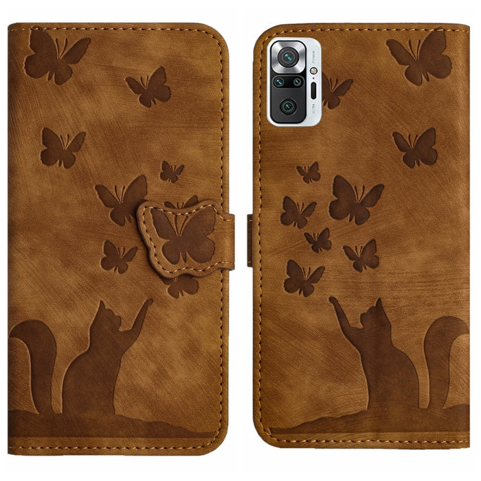 Funda para teléfono con tapa de cuero con estampado de gato y mariposa, For Xiaomi Mi 11 Lite, For Xiaomi Redmi Note 10 / 10S, For Xiaomi Redmi Note 10 Pro, For Xiaomi Poco M3/Redmi Note 9 4G, For Xiaomi Redmi 9A, For Xiaomi Redmi 9                    ...