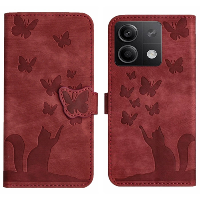 Funda para teléfono con tapa de cuero con estampado de gato y mariposa, For Xiaomi Redmi Note 13 Pro 4G, For Xiaomi Redmi Note 13 4G, For Xiaomi Redmi 13C / POCO C65, For Xiaomi 14 Pro, For Xiaomi 14, For Xiaomi Redmi Note 13 5G                        ...