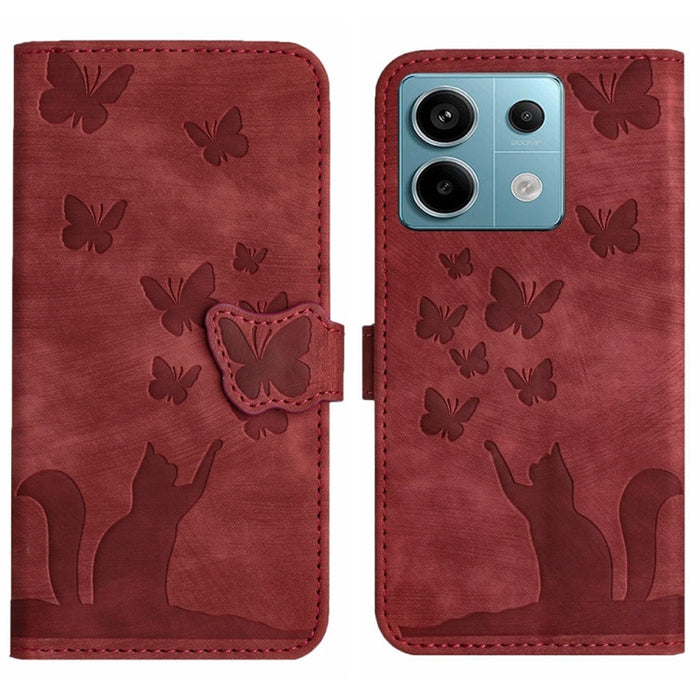 Funda para teléfono con tapa de cuero con estampado de gato y mariposa, For Xiaomi Redmi Note 13 Pro 4G, For Xiaomi Redmi Note 13 4G, For Xiaomi Redmi 13C / POCO C65, For Xiaomi 14 Pro, For Xiaomi 14, For Xiaomi Redmi Note 13 5G                        ...