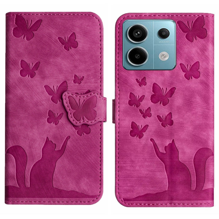 Funda para teléfono con tapa de cuero con estampado de gato y mariposa, For Xiaomi Redmi Note 13 Pro 4G, For Xiaomi Redmi Note 13 4G, For Xiaomi Redmi 13C / POCO C65, For Xiaomi 14 Pro, For Xiaomi 14, For Xiaomi Redmi Note 13 5G                        ...