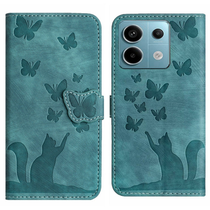 Funda para teléfono con tapa de cuero con estampado de gato y mariposa, For Xiaomi Redmi Note 13 Pro 4G, For Xiaomi Redmi Note 13 4G, For Xiaomi Redmi 13C / POCO C65, For Xiaomi 14 Pro, For Xiaomi 14, For Xiaomi Redmi Note 13 5G                        ...