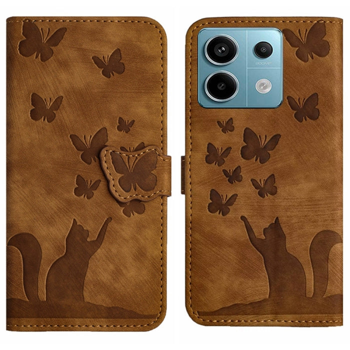 Funda para teléfono con tapa de cuero con estampado de gato y mariposa, For Xiaomi Redmi Note 13 Pro 4G, For Xiaomi Redmi Note 13 4G, For Xiaomi Redmi 13C / POCO C65, For Xiaomi 14 Pro, For Xiaomi 14, For Xiaomi Redmi Note 13 5G                        ...