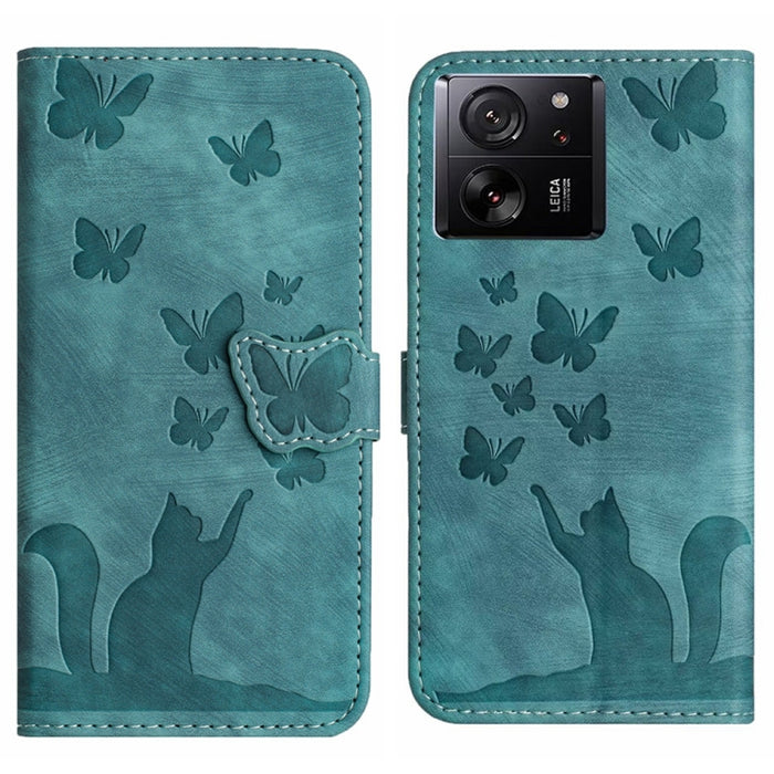 Funda para teléfono con tapa de cuero con estampado de gato y mariposa, For Xiaomi Redmi Note 13 Pro 4G, For Xiaomi Redmi Note 13 4G, For Xiaomi Redmi 13C / POCO C65, For Xiaomi 14 Pro, For Xiaomi 14, For Xiaomi Redmi Note 13 5G                        ...