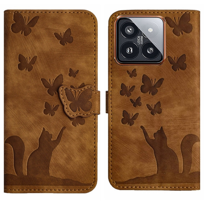 Funda para teléfono con tapa de cuero con estampado de gato y mariposa, For Xiaomi Redmi Note 13 Pro 4G, For Xiaomi Redmi Note 13 4G, For Xiaomi Redmi 13C / POCO C65, For Xiaomi 14 Pro, For Xiaomi 14, For Xiaomi Redmi Note 13 5G                        ...